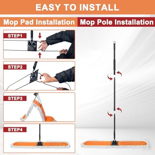 48" Commercial Dust Mop, Heavy Duty Floor Duster with 60" Long Handle - Image 6