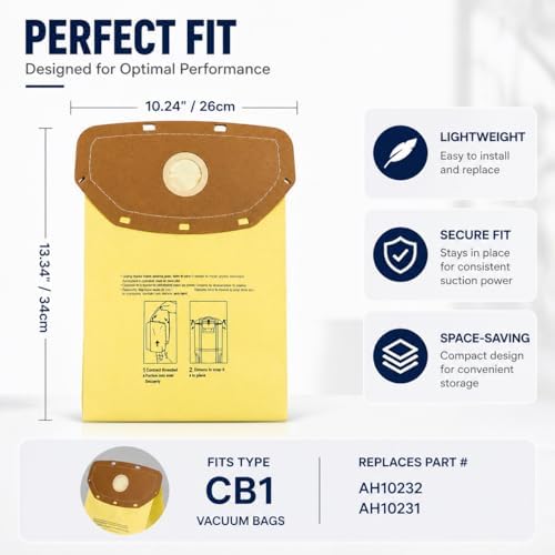 20 Pack AH10232 Sealed Collar Vacuum Bags Replacement for Hoover Commercial MPWR 40V Cordless Backpack Vacuum CH93619, CH93600, Type CB1 Replacement Filter Bag - Image 2