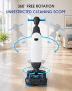 17" Commercial Floor Scrubber Machine Cordless with Magnetic Dual Brush, 360°Rotation Multi-Purpose Industrial Floor Scrubber with Suction Suitable for Office Gym Kitchen Supermarket Warehouse - Image 5