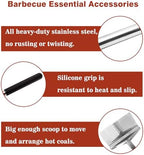 Coal Rake Grill Ash Tool, BBQ Charcoal Stainless Steel Rake for Pizza Oven - 32 Inches - Image 4