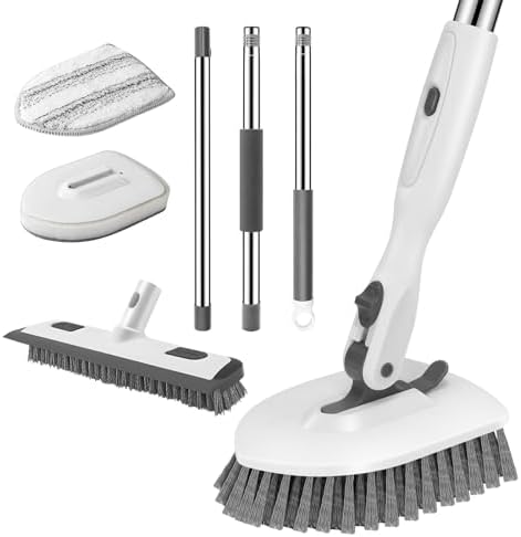 SetSail 4-in-1 Tile Tub Floor Scrubber with Floor Scrub Brush, White Grey by SetSail