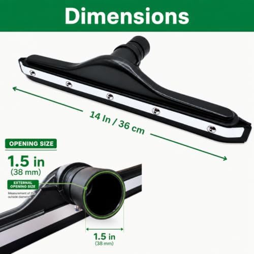 14" Vacuum Wand and Squeegee Vacuum Tool, 1.5-Inch Wet Dry Vacuum Attachments Kit, Compatible with Select Shop-Vac and RIDGID Wet/Dry Models, Black Rubber Blades, 2-Piece S-Wand for Hard Floors - Image 3