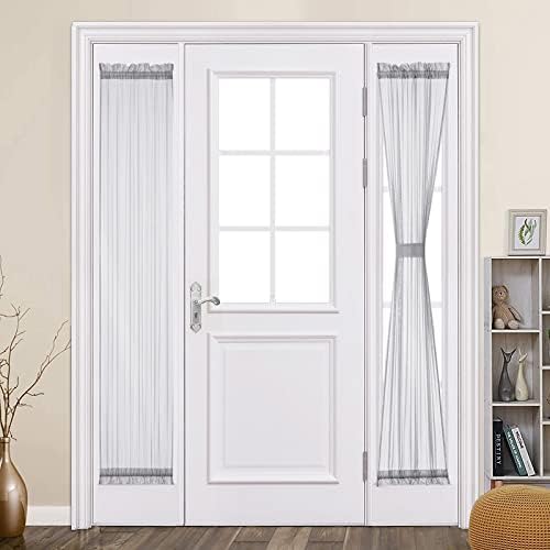 MIULEE Light Grey 25 x 72 Inches Sidelight French Door Sheer Curtains by MIULEE