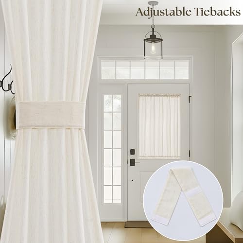 Beige 2 Panels 25 x 68 Inch Sidelight Curtain for Front Door Privacy - Image 4
