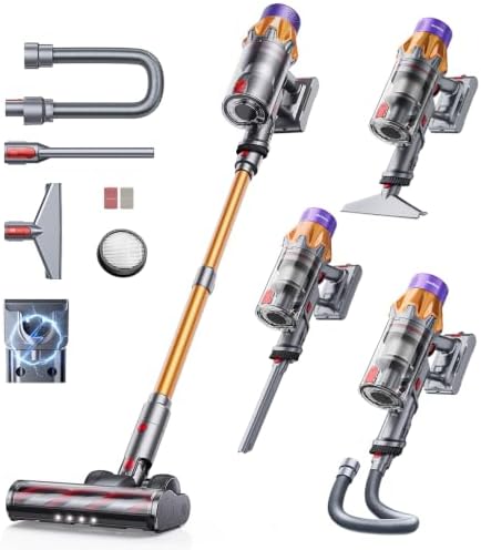 Cordless Vacuum Cleaner, 650W 55KPA 70Mins Cordless Stick Vacuum Cleaner with Self-Standing, Touch Screen, Anti-tangle Vacuum Cordless, Vacuum Cleaners for Home,Carpets,Hardwood,Pet Hair(X7A Pro) by SunSare