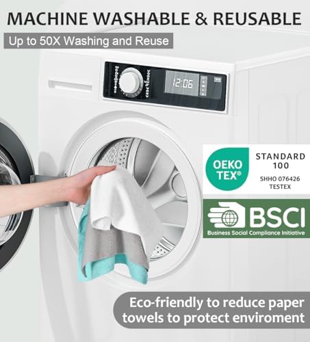 UPSTAR Microfiber Cleaning Cloth, Reusable Paper Towels Rolls, 50 Packs 12x12 inch Cleaning Rags for Washing Dishes, Kitchen, Bathroom, Car, White - Image 6