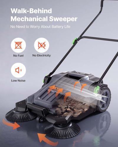 VEVOR Walk-Behind Hand Push Floor Sweeper with 25.6" Sweeping Width - Image 4