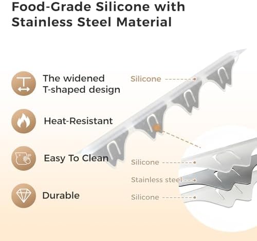Silicone Stove Gap Covers with Stainless Steel, Oven Gap Filler Seals Gaps Between Stovetop and Counter, Stove Gap Guards Range Trim Kit, Easy to Clean Stove Gap Guard (Clear 2 Pack,21") - Image 3