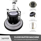 13" Heavy-duty Multi-Functional Floor Buffer Polisher Machine - Clean, Buff, Scrubb and Polish with Ease! Ideal for Carpets Too! Includes Optional Solution Tank, 2 Brushes and 3 Scouring Pads - Image 4