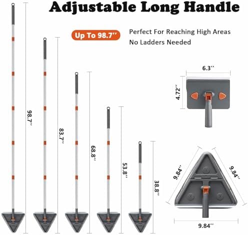 Upgraded 98'' Long Handle Wall Cleaner Mop & Baseboard Cleaning Tool - Image 2