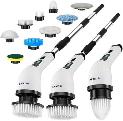 Electric Spin Scrubber Cordless Electric Cleaning Brush with LCD Power Display 9 Replaceable Heads Dual Speed IPX7 Waterproof Electric Scrubber for Cleaning Bathroom Tiles Floor Kitchen & Car by Unknown
