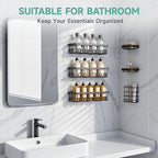 Veken Shower Caddy 6-Pack, Bathroom Organizers and Storage Shelves, Black - Image 5