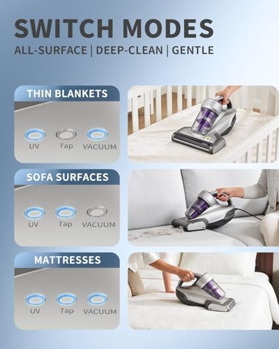 Jimmy Mattress Vacuum Cleaner, Anti-allergen Bed Vacuum Cleaner with UV-C Light & High Heating Tech, 14Kpa Suction 480W Powerful Handheld Vacuums for Dust & Pet Hair(JV35, Corded) - Image 5