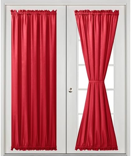 Hiasan French Door Curtains Semi Sheer, Red, 52W x 72L, 1 Panel - Image 2