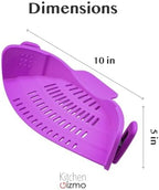 Kitchen Gizmo Snap N Strain Pot and Pasta Strainer - Strainers and Colanders - Adjustable Silicone Clip On Strainer for Pots, Pans, and Bowls - Kitchen Colander - Purple - Image 3