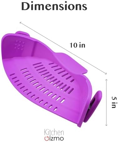 Kitchen Gizmo Snap N Strain Pot and Pasta Strainer - Strainers and Colanders - Adjustable Silicone Clip On Strainer for Pots, Pans, and Bowls - Kitchen Colander - Purple - Image 3