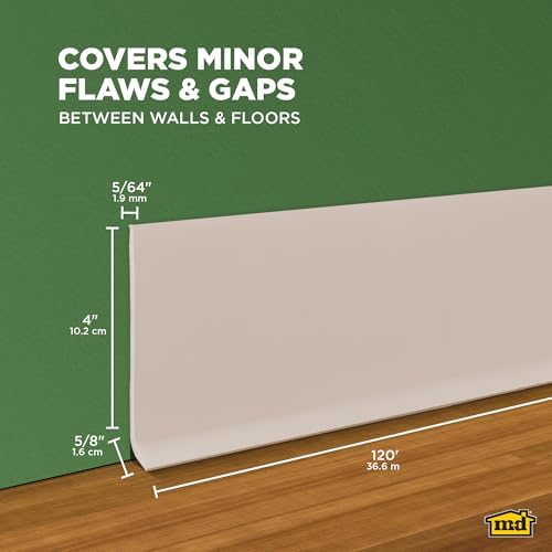 MD Building Vinyl Wall Base, Desert Beige, 4in x 120ft Dry Back - Image 2