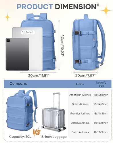 Travel Backpack for Women Airline Approved Carry on Backpack for Airplanes Mochila De Viaje Personal Item Travel Bag Spirit Airlines Personal Item Bag 18x14x8 Backpack for Traveling on Airplane - Image 4