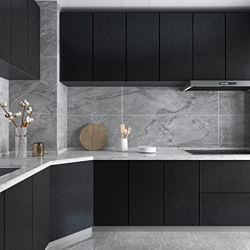 CRE8TIVE Brushed Black Stainless Steel Contact Paper Peel and Stick Thick Metallic Wallpaper Heat Resistant Self Adhesive Black Contact Paper for Kitchen Backsplash Appliances Fridge Covers 12"x354" - Image 4