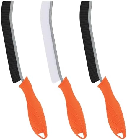 FOOGWEE Hard Bristle Crevice Cleaning Brush - Cleaning Supplies - Grout Cleaning Brushes for Household Use - Crevice Cleaning Tool for Bathroom, Home and Kitchen (3, Orange) by FOOGWEE