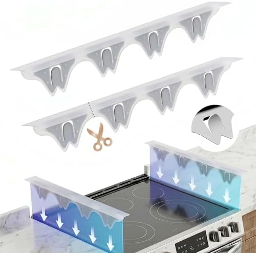 Silicone Stove Gap Covers with Stainless Steel, Oven Gap Filler Seals Gaps Between Stovetop and Counter, Stove Gap Guards Range Trim Kit, Easy to Clean Stove Gap Guard (Clear 2 Pack,21") by YUHFERA