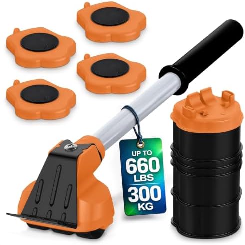 Furniture Lifter Tool with 4 Appliance Rollers 660 Lbs - Furniture Lifters for Heavy Furniture Movers with Wheels Furniture Lift Mover Tool Set - Heavy Furniture Sliders Moving Furniture Gliders by BURIUS