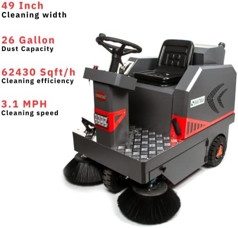 49" Ride-On Floor Sweeper, 26-Gal Hopper - Image 2