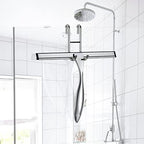 Shower Squeegee Set, 14-Inch Stainless Steel Squeegee, All-Purpose Squeegee for Bathroom, Shower Doors, Mirrors, Tiles, and Car Windows - 100% Streak Free, Includes Shower Door Hook and Adhesive Hook - Image 3
