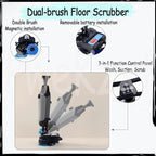 17" Commercial Tiles Floor Scrubber Machine, 43cm Double Brush Walk,Battery Powered Walk Behind Automatic Floor Scrubber Machine, for Home, Office & Bathroom White - Image 2