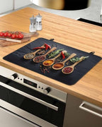 Cooking Spice Stove Top Covers for Electric Stove, Modern Black Cook Seasoning Induction Cooktop Cover Protector, Rustic Pepper Range Mat for Glass Top Stove, Kitchen Dish Drying Mat, 28"x20" - Image 3