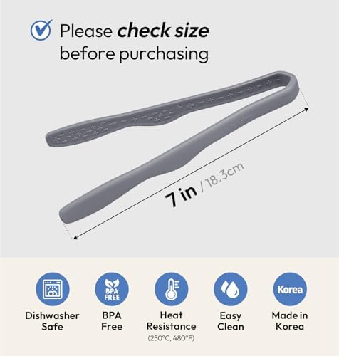 Carrotez Mini Silicone Toaster Tongs, 7 inches, 1 Pack, Modern Gray - Image 4