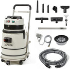 Dapper Supply Commercial Wet/Dry Vacuum Cleaner with Steam, Cold Water Extraction & Soap Dispensing Scrub Brush, Complete Accessory Kit for Carpet, Upholstery & Hard Floor Cleaning, 2.5 Gal. Tank by DapperSupply