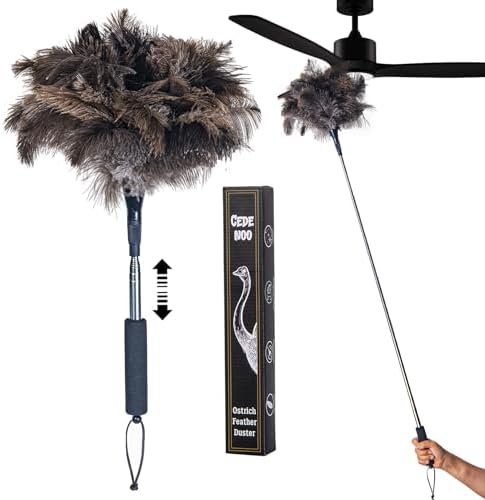 Ostrich Feather Duster for Electronics, Keyboard – Soft Dusting Tool for Screen, Fragile Items, Office, Home Cleaning (A12- Black Handle) by Unknown