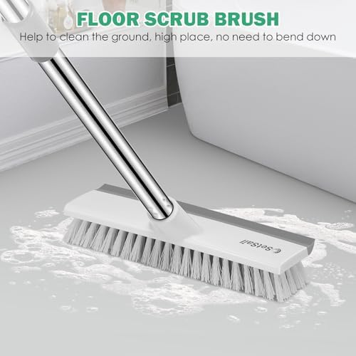 SetSail Floor Scrub Brush and Grout Brush with 51-in Long Handle,Grey White - Image 5
