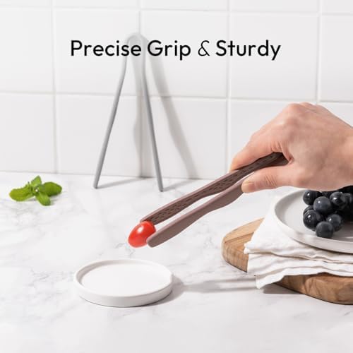 carrotez Mini Silicone Toaster Tongs, Anti-Slip,Non-Scratch Mini Tongs 7inch - Cocoa - Image 6