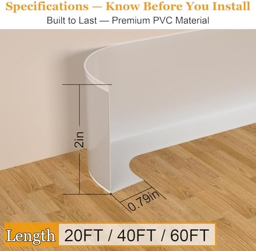 Flexible Vinyl Baseboard Trim 60 Ft, Peel and Stick Wall Base - Image 5