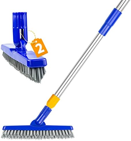 2 Pack Grout Brush with Long Handle, 56.5'' Swivel Grout Cleaning Brush,V-Shape Grout Scrub Brush, Extendable Handle Grout Cleaner Brush for Tile Floors，Bathroom,Baseboard,Shower,Corner by ITTAHO