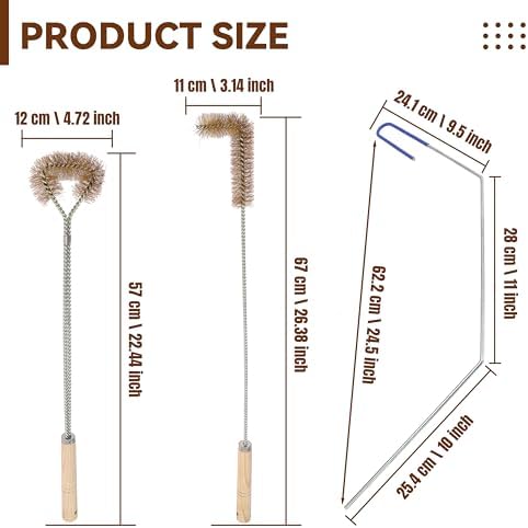 3 Pcs Fryer Cleaning Tools Including L Shaped Brass Bristles Fryer Deep Cleaning Brush, Fryer Deep Cleanout Rod, Long Handle Fryer Basket Brush for Restaurant Air Fryer Cleaning - Image 2