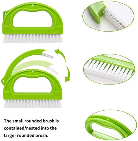 Living&Giving Grout Brush, (3 in 1) Grout Cleaner Brush, Tile Joint Scrub Brush with Handle, Stiff Cleaning Brush for All of The Household Such as Shower,Bathroom, Kitch, Seams, Floor Lines - Image 2