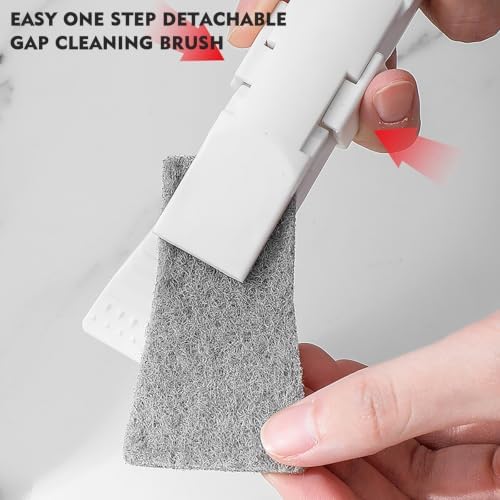 Crevice Cleaning Brush with 10 Replacement Scouring Pads, Deep Detail Scrubbing Tool for Window Track, Sliding Door Rail, Tile Grout, Shower - Image 3