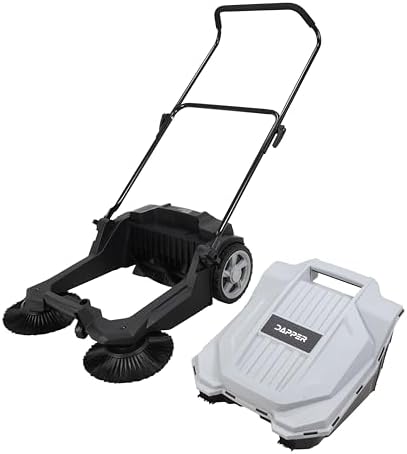 Dapper Supply Walk-Behind Outdoor Hand Push Floor Sweeper - 5.25 Gallon Capacity - 25.5" Sweeping Width - Sweeps up to 27,900 ft/Hour, Grey - Image 5