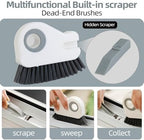 2 in 1 Groove Cleaning Brush, Grout Cleaner Tool & Multifunction Window Track Cleaner (with Hidden Scraper or Mini Dustpan) – for Glass Door Tracks, Window Sills, Sliding Doors (Gray) - Image 3