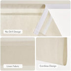 NICETOWN Natural Linen French Door Curtain No Drill Roman Shades for Windows, Solid Cordless Blinds for Farmhouse Door Window Covering with Light Filgtering, W22 x L64, 1Pc - Image 3