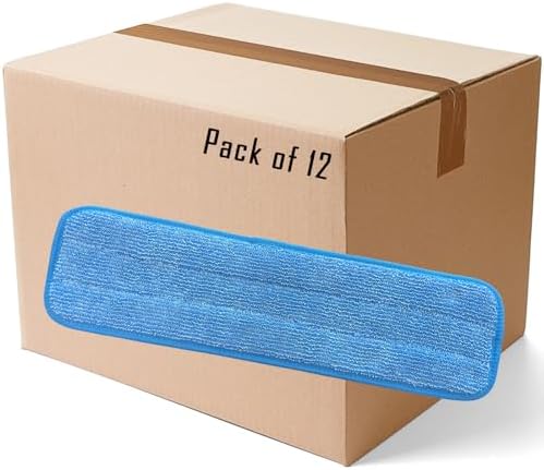 18" Microfiber Mop Pads - Hook and Loop, Washable, Wet/Dry : 12 Pack by Direct+Mop+Sales