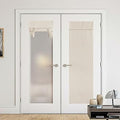 NICETOWN Linen Farmhouse 100% Blackout French Door Curtains Drapes by NICETOWN