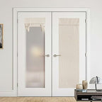 NICETOWN Linen Farmhouse 100% Blackout French Door Curtains Drapes by NICETOWN