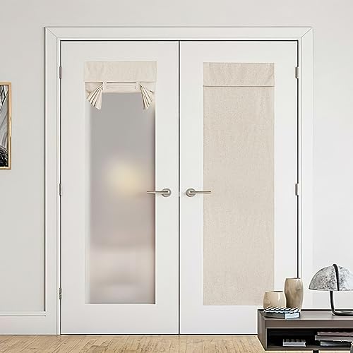 NICETOWN Linen Farmhouse 100% Blackout French Door Curtains Drapes by NICETOWN