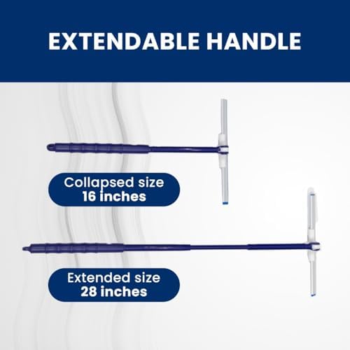 Extendable Shower Squeegee with 180-Degree Rotating Blade for Push/Pull Use – Ergonomic Cleaning Tool for Showers, Glass Doors, and Windows – 16'' to 28'' Handle for Strain-Free Cleaning - Image 4