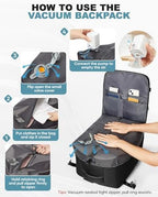 coofay Large Vacuum Backpack Travel with Pump Vacpack Travel Backpack with Vacuum System Compression Backpacks for Travel Easy Vac Pack Carry on Luggage - Image 3