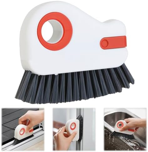 2 in 1 Groove Cleaning Brush, Grout Cleaner Tool & Multifunction Window Track Cleaner (with Hidden Scraper or Mini Dustpan) – for Glass Door Tracks, Window Sills, Sliding Doors (Orange) - Image 7